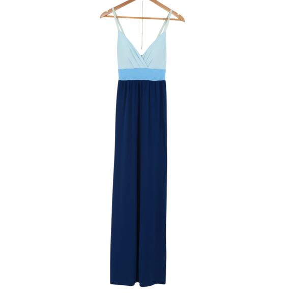 Blue Colorblock‎ Maxi Sundress Summer Vacation Soft Girl Beachy Coastal Size M - Picture 1 of 8